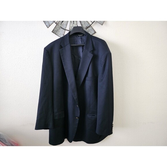 jos A Bank Men's Navy Formal Blazer, Pure Wool, Brass Buttons, EUC Size 52L. - Picture 2 of 11